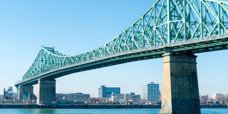 Jacques-Cartier Bridge in Montreal, at sunset